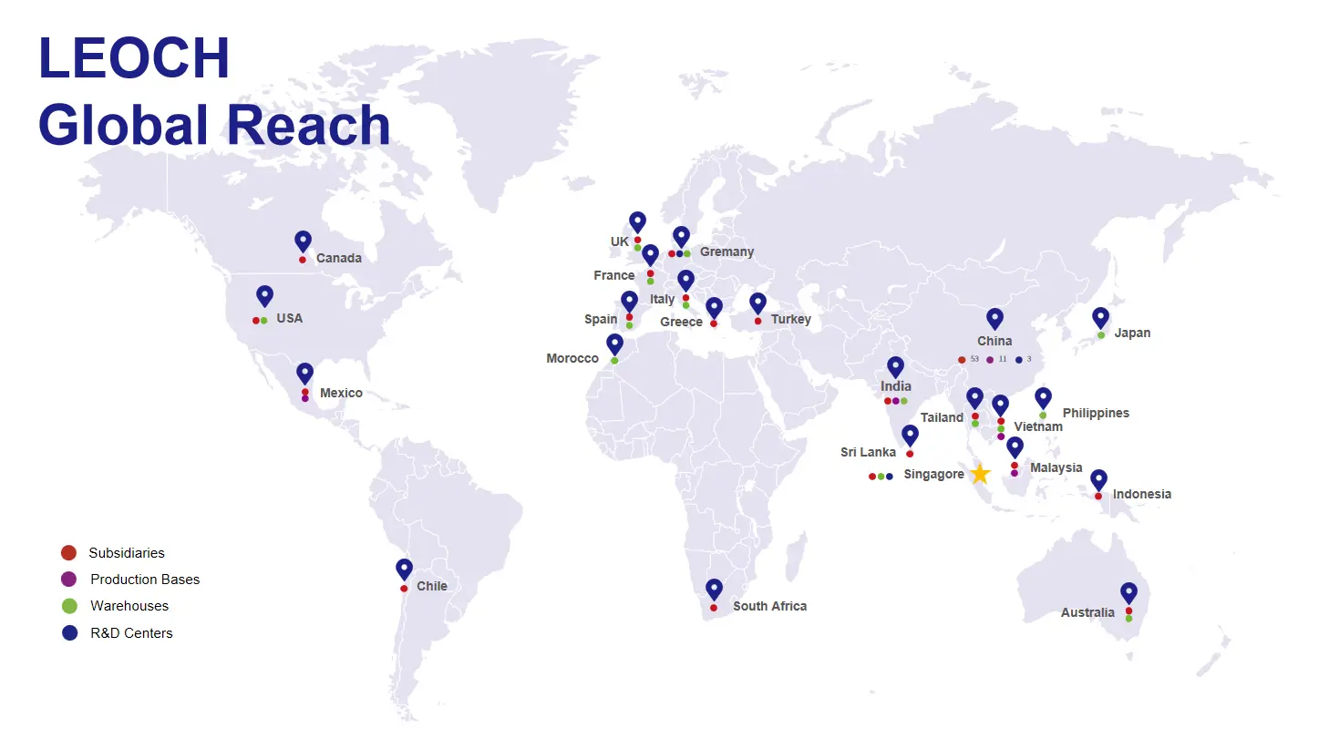 LEOCH Battery globally operates numbers of subsidiaries, facilities, and R&D centers.